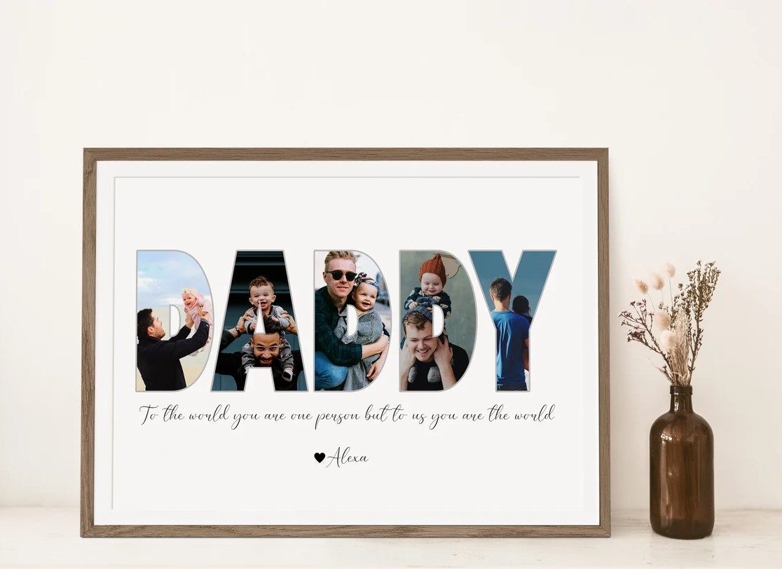 Personalized Daddy To The World You Are One Person But To Us You Are The World Poster Canvas Custom Photo Poster Canvas Fathers Day Gift